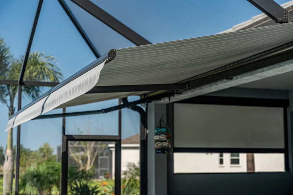 Retractable Awning, Motorized Awning, Power Shade, Awning, Sun Room, Deck Shading, LED Lights